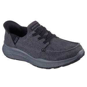 Skechers Men’s Swift Fit Hands Free Lace Up Moc Toe Sneakers Size 9 Black